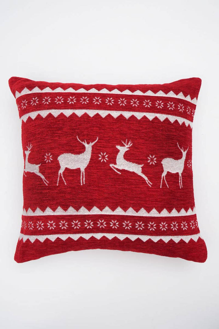 Jacquard Woven Cushion with Filler 24"x24" Reindeer