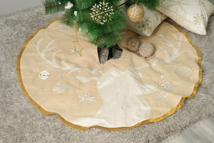 Reindeer Embroidered Tree Skirt