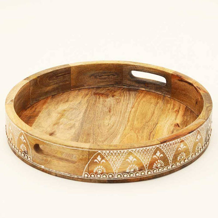 Round Wooden Tray (Nested) - Set of 3 Pcs - Natural Finish