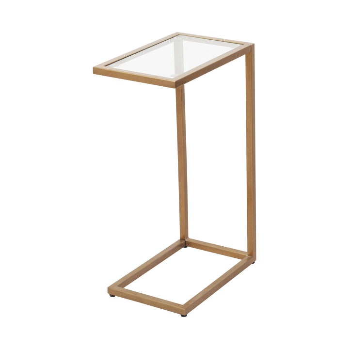 Sidetable With Glass Top And Stainsteel Metal Base