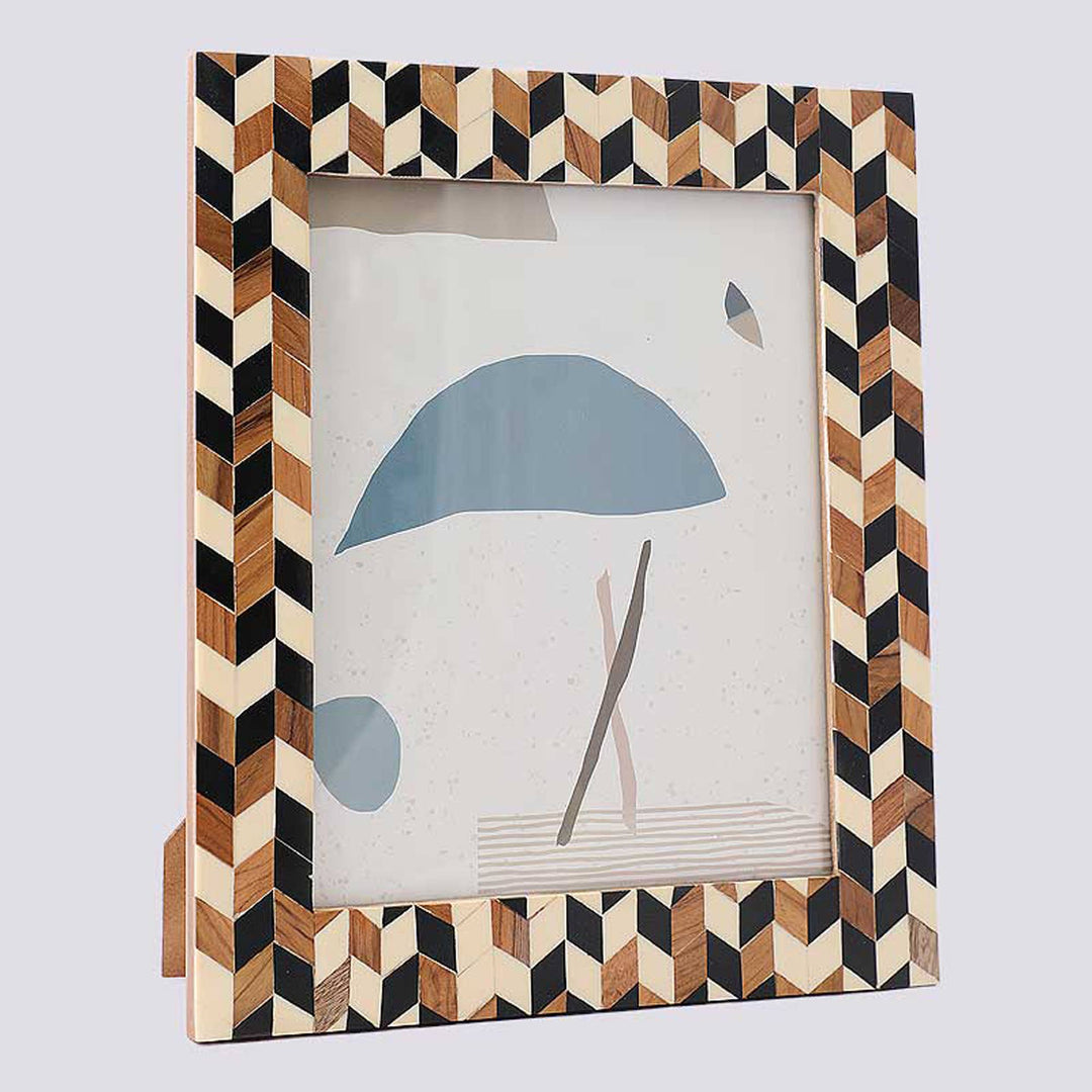 Chevron Photo Frame / Teakwood & Resin / 8X10 / 2Pcs Per Inner  / Moq - 2Pcs