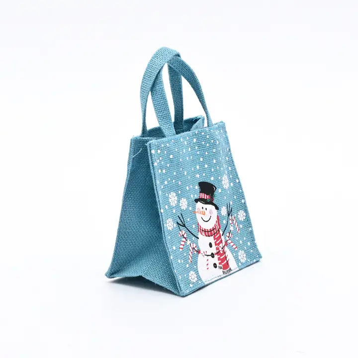 Christmas Gift Bag | Laminated Printed Gift Bag | Ice Blue | 6x6x4" Set of 3