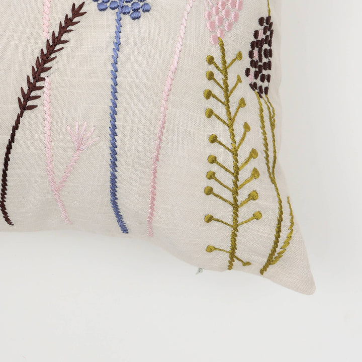 Floral Elegance Embroidered Cushion 16" x 24" – A Timeless Accent with Artistic Flair
