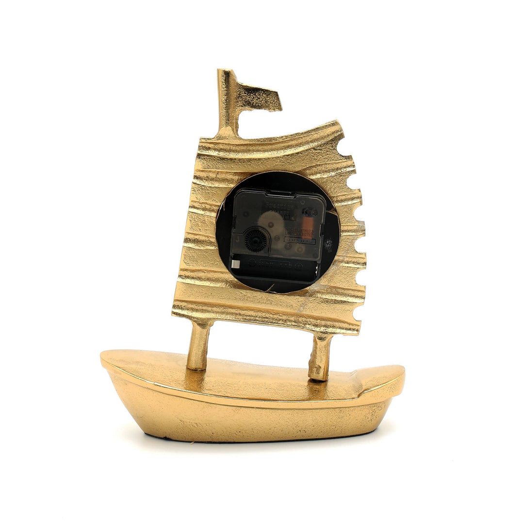Decorative Boat Shape Table Clock with Gold Polished