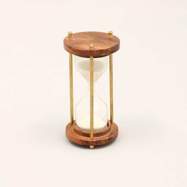 Decorative Brass Frame Sand Timer - Hourglass (2.25"X2.25"X4.25")