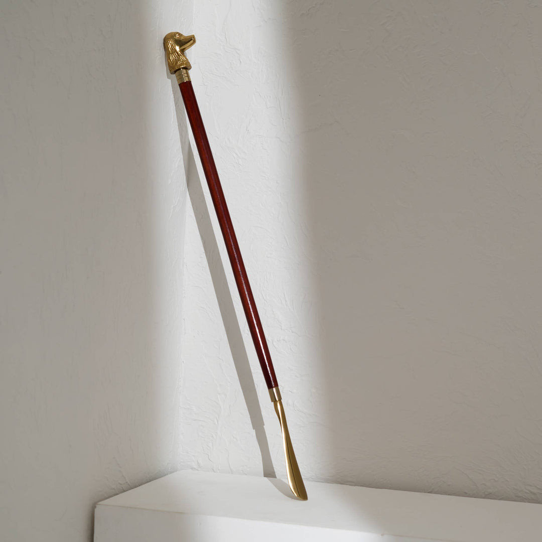 Dog-Shaped Metal Handle Wooden Shoehorn – 30"