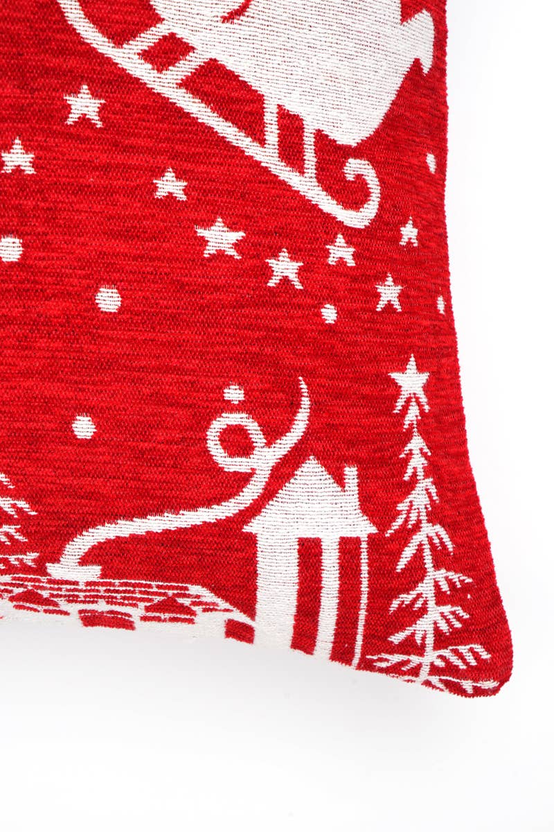 Jacquard Woven Cushion with Filler 24"x 24" Santa Sleigh