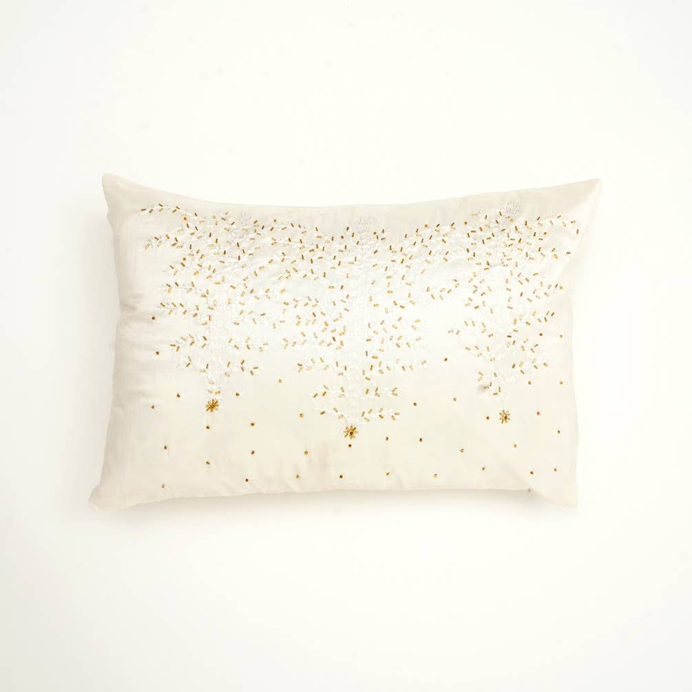 Embroidered Festive Bliss Bead Work Cushion