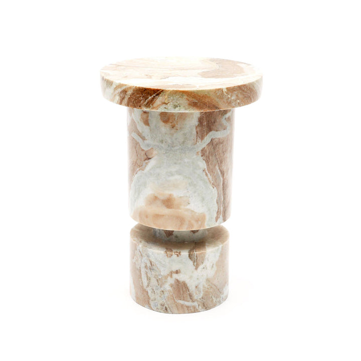 Round  Beige Marble Coffee Side Table