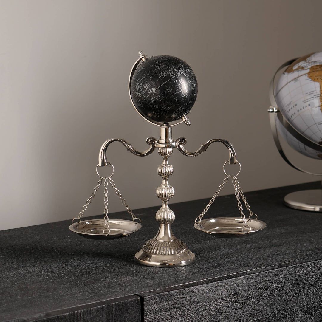 Vintage Style Libra With Globe-Scale Tray-Unique Centerpiece Stand