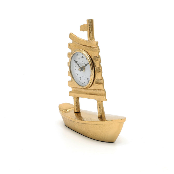 Decorative Boat Shape Table Clock with Gold Polished