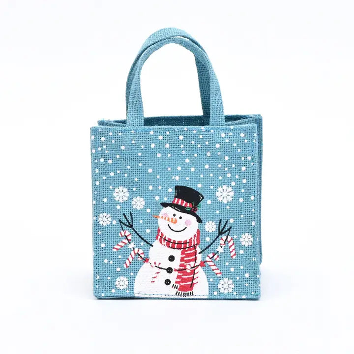Christmas Gift Bag | Laminated Printed Gift Bag | Ice Blue | 6x6x4" Set of 3
