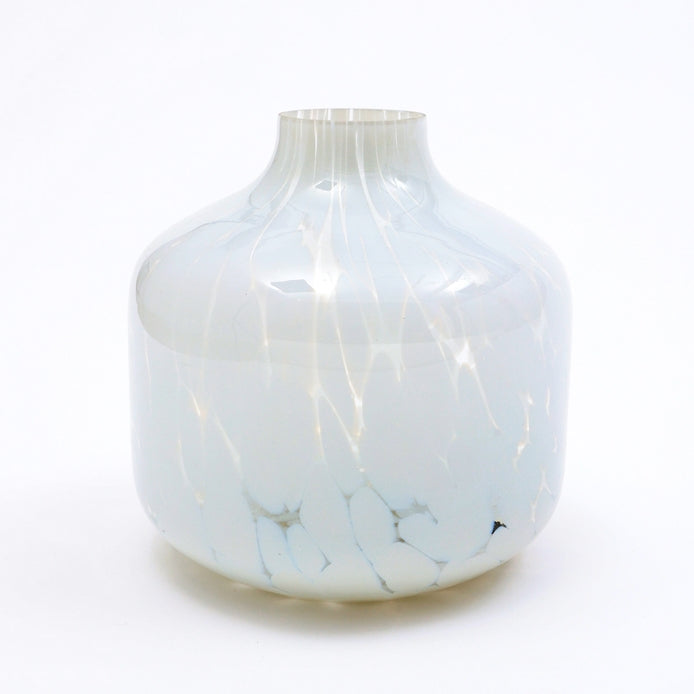 Ivory Splutter Glass Vase - 8"