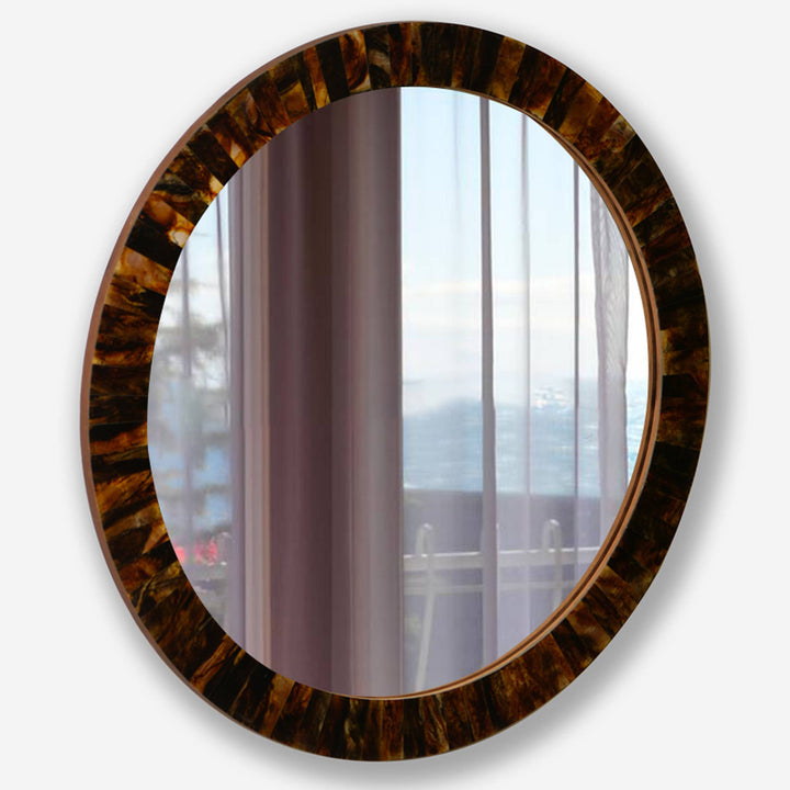 Round Brown Mirror Frame