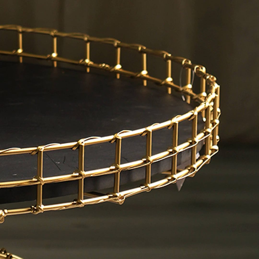 Golden Round Bird Cage Design Glossy Coffee Table