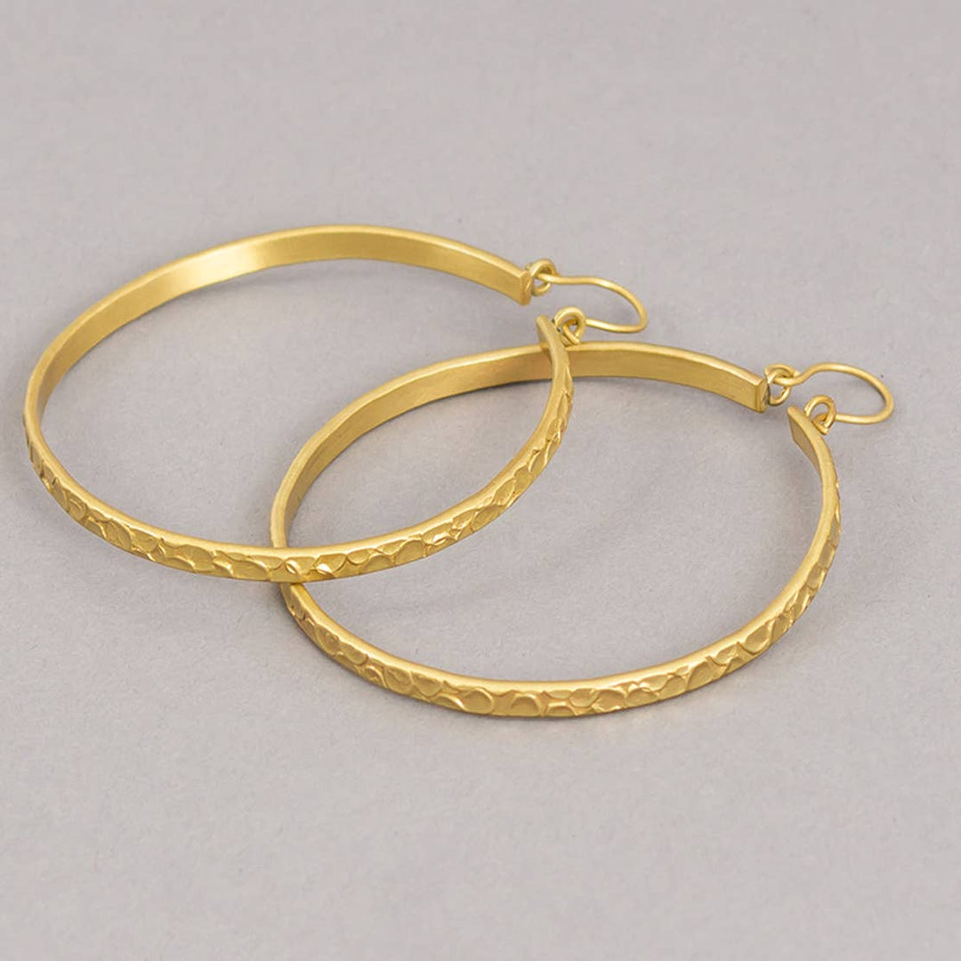 Ancient Hammered Hoop Earrings / Brass / 2.5 X 2.5 Inches (L X W) / Moq - 4 Pairs