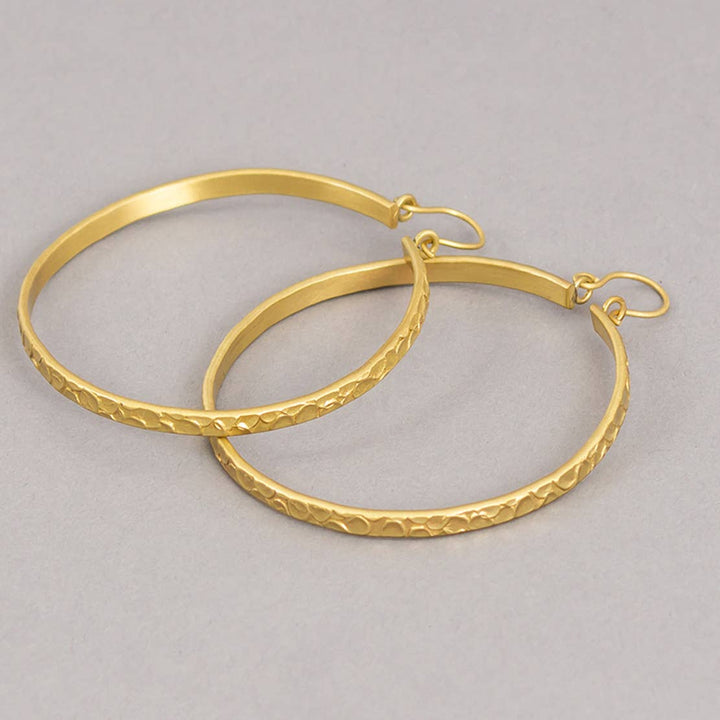 Ancient Hammered Hoop Earrings / Brass / 2.5 X 2.5 Inches (L X W) / Moq - 4 Pairs