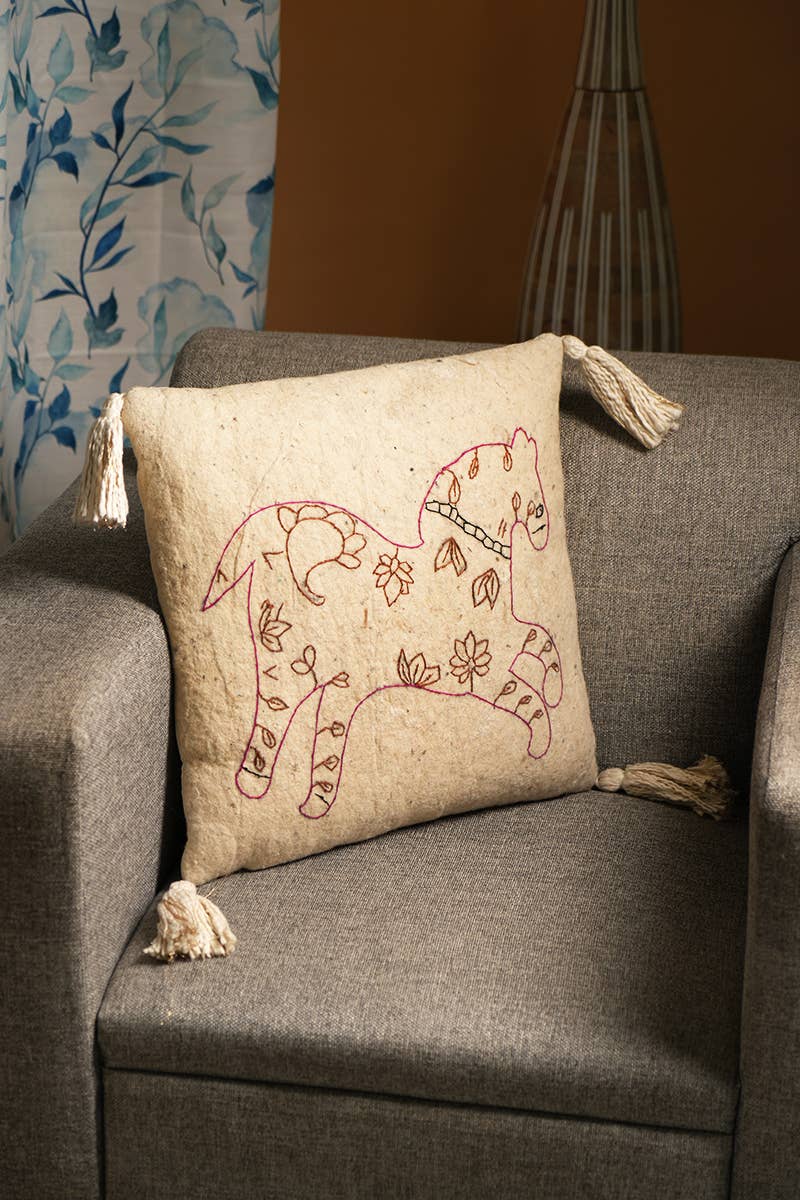 100% Wool Embroidery Cushion