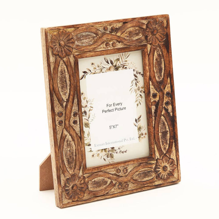 Wooden Carving Photo Frame 5'' x 7'' - Burnt Finish