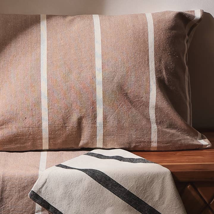 Double Sided Cotton Striped Lumbar Pillow