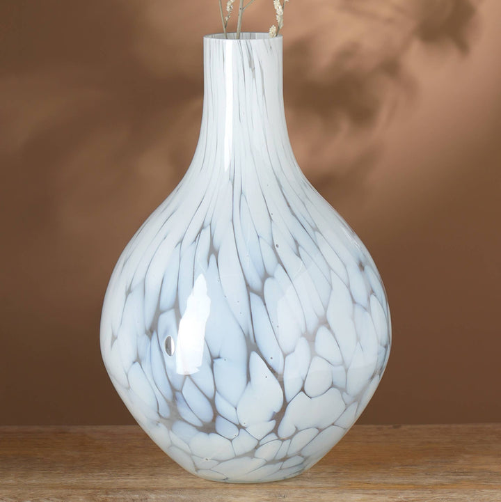 White Splutter Round Glass Vase - 13"