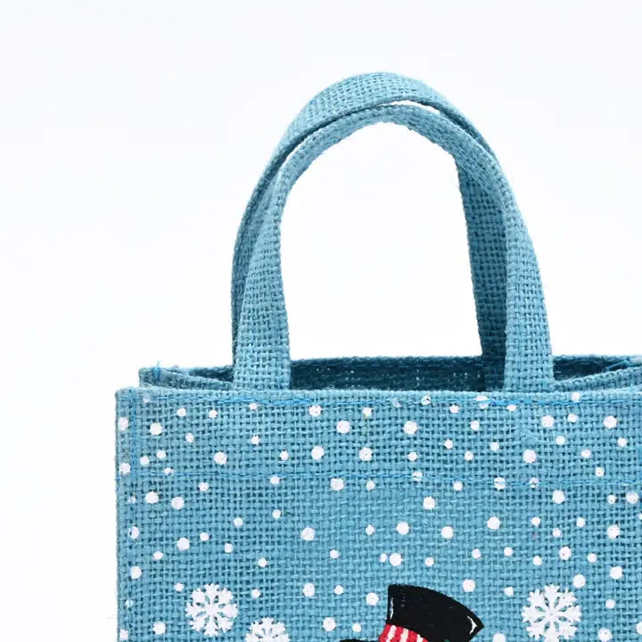 Christmas Gift Bag | Laminated Printed Gift Bag | Ice Blue | 6x6x4" Set of 3