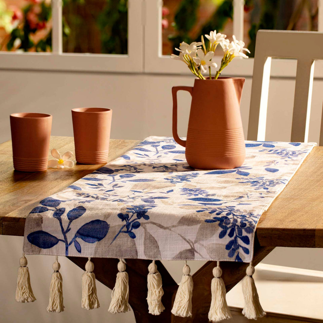 Tropical Paradise Linen Table Runner / Ivory - Cotton / 71.75 X 13.75 Inches (L X W) / Moq - 10 Pcs