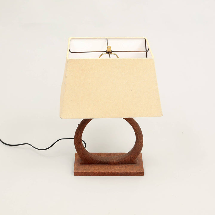 Handmade Artisanal Table Lamp with Wooden Base - 15"x 10" x 21"