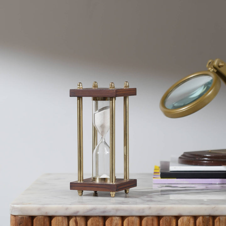 Decorative Aluminum Frame Sand Timer - Hourglass (4"x4"x8")