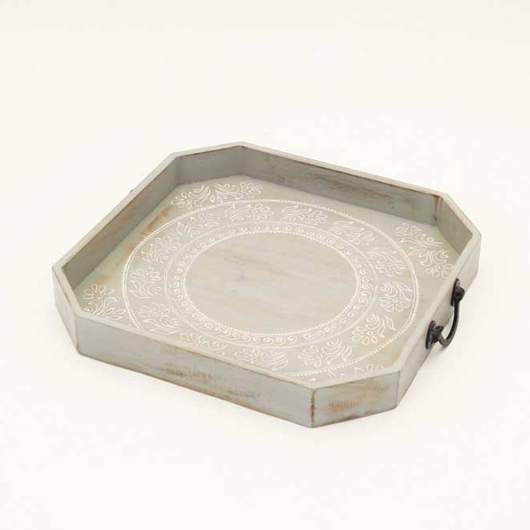 Wooden Tray - Grey & White