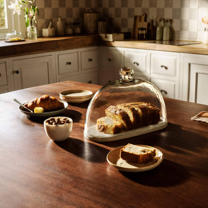 Square Glass Cloche With Marble Base