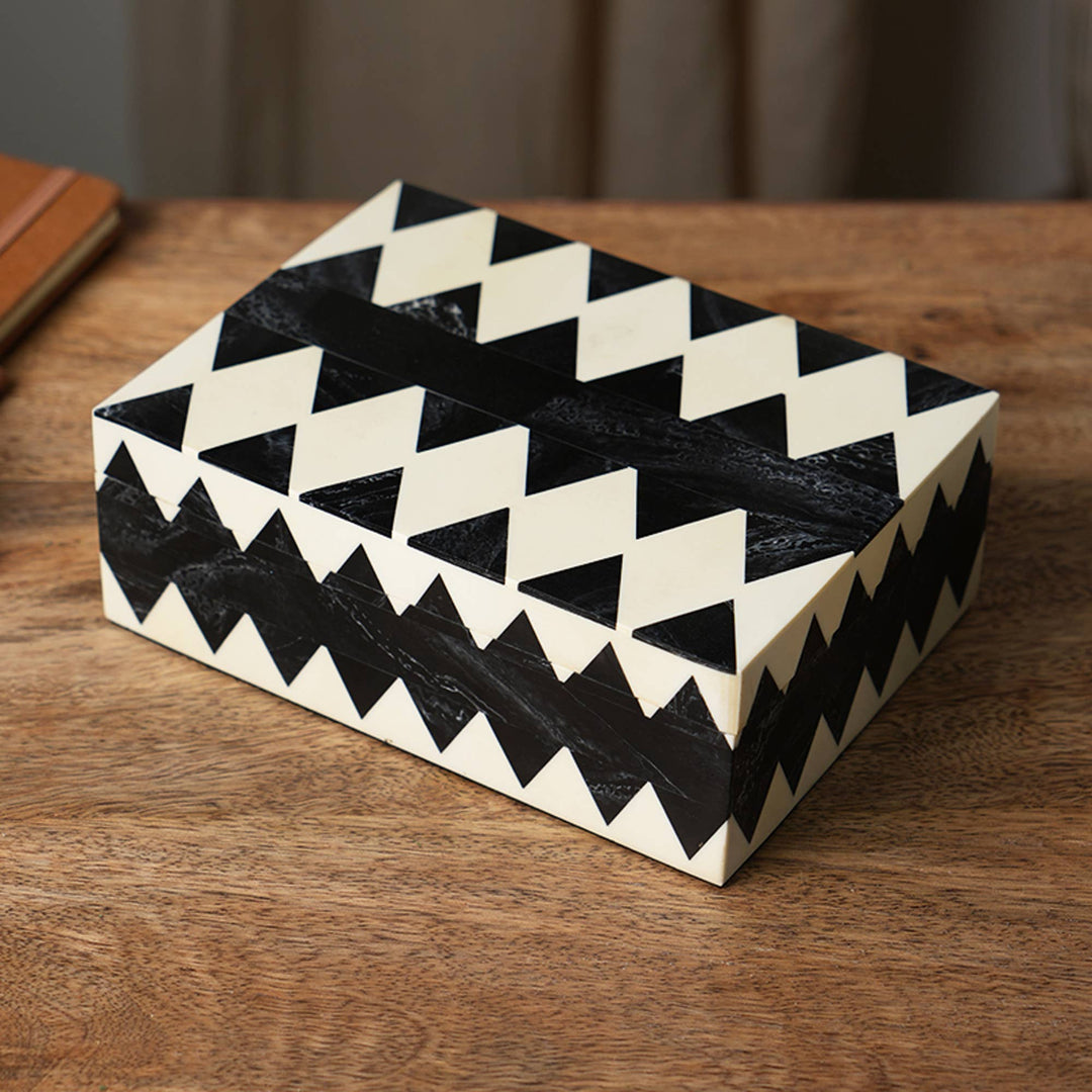 Set Of 3 Decorative Black & White Box