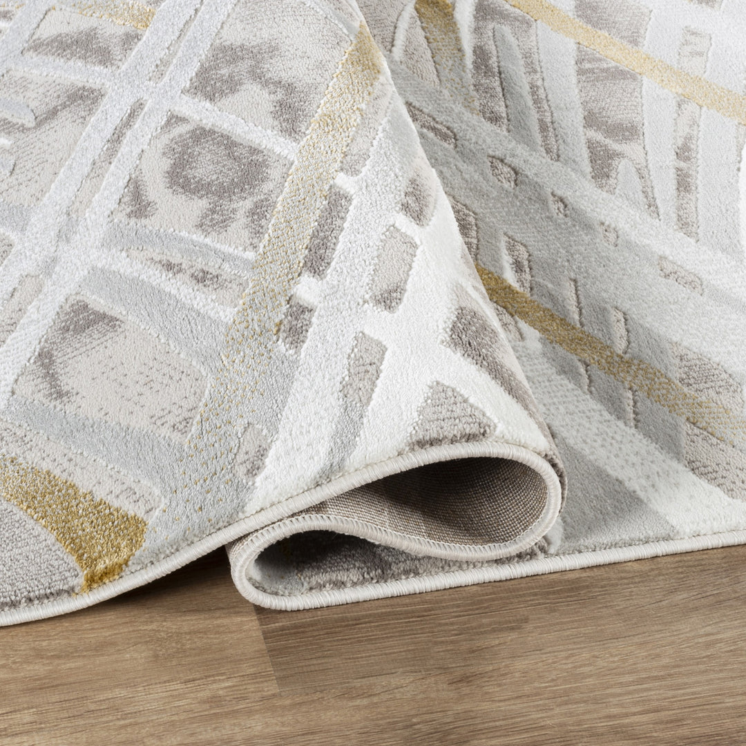 Troy Modern Abstract Area Rug | Soft Polyester Rug | Contemporary Brushstroke Design Indoor Carpet for Living Room, Bedroom & Dining Room