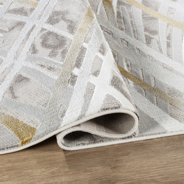 Troy Modern Abstract Area Rug | Soft Polyester Rug | Contemporary Brushstroke Design Indoor Carpet for Living Room, Bedroom & Dining Room