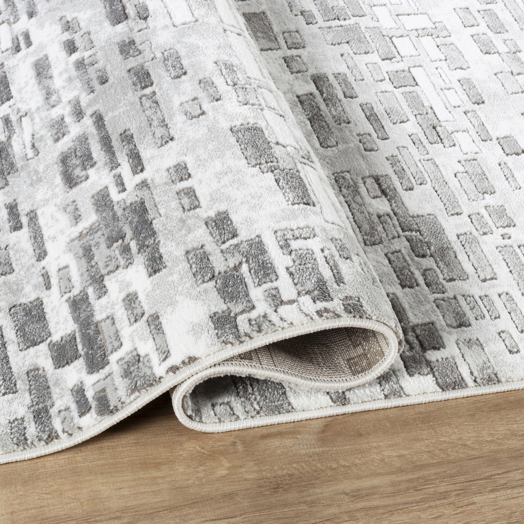 Troy Modern Abstract Area Rug | Soft Polyester Indoor Rug | Contemporary Distressed Design