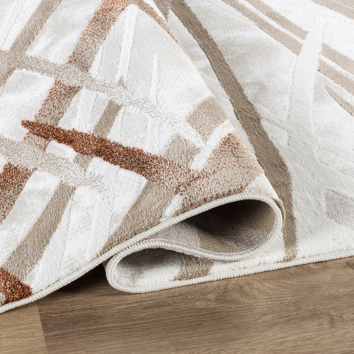 Troy Modern Abstract Area Rug | Soft Polyester Rug | Contemporary Brushstroke Design Indoor Carpet for Living Room, Bedroom & Dining Room