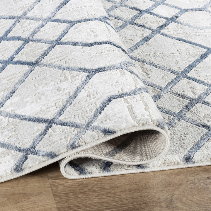 Troy Geometric Trellis Area Rug  | Soft Polyester Rug | Modern Moroccan Lattice Design Indoor Rug for Living Room, Bedroom & Dining Room