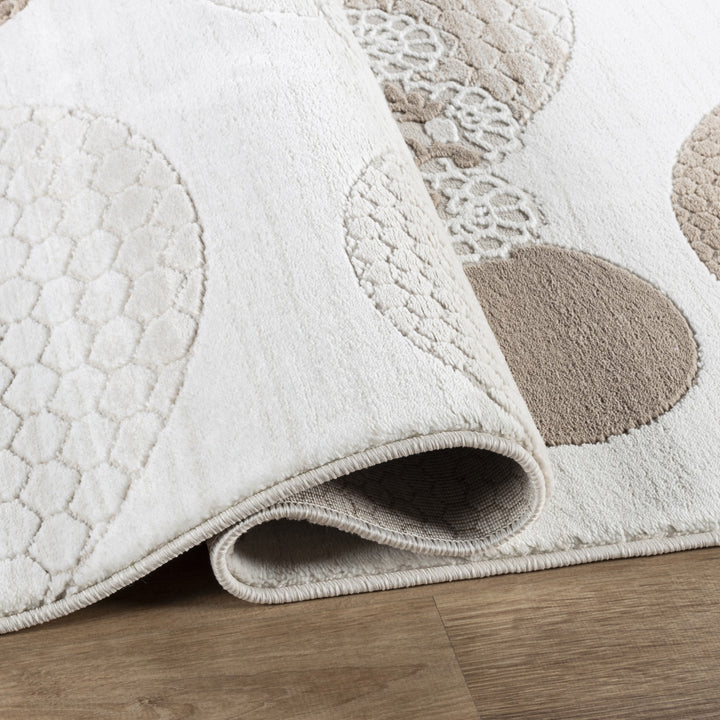 Troy Modern Geometric Floral Area Rug | Soft Polyester Indoor Rug |  Abstract Circle Design