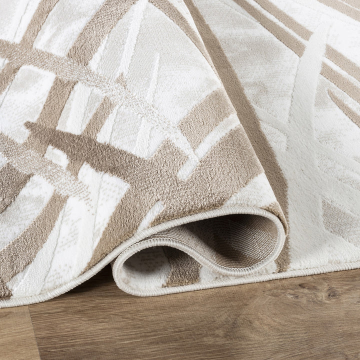 Troy Modern Abstract Area Rug | Soft Polyester Rug | Contemporary Brushstroke Design Indoor Carpet for Living Room, Bedroom & Dining Room