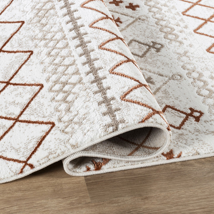 Troy Modern Bohemian Geometric Area Rug | Soft Polyester Indoor Accent Rug for Living Room, Bedroom, Dining Room & Office