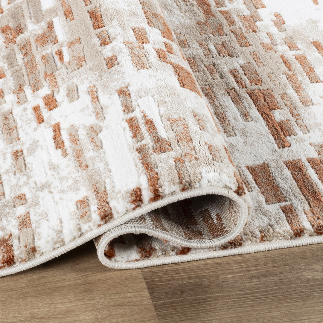 Troy Modern Abstract Area Rug | Soft Polyester Indoor Rug | Contemporary Distressed Design