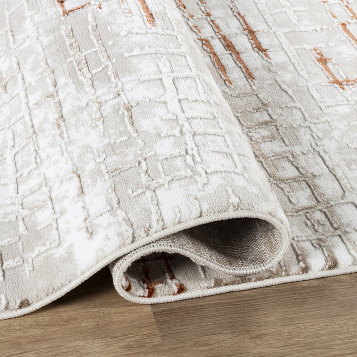 Troy Abstract Area Rug | Modern Polyester Indoor Rug | Textured Distressed Pattern