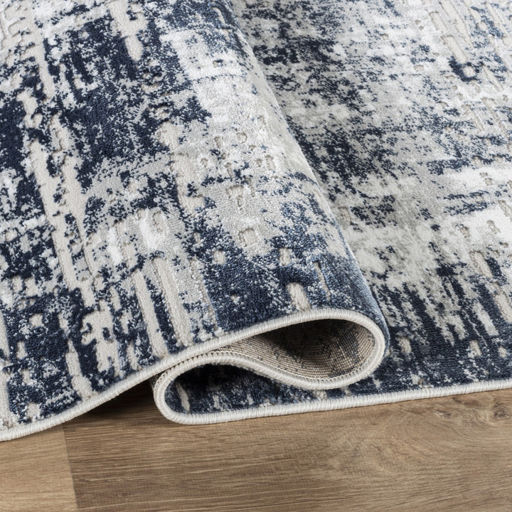 Troy Abstract Modern Area Rug, Soft Polyester Cut Pile Carpet, Neutral Beige & Ivory Distressed Design, 0.39" Pile Height, Living Room, Bedroom & Dining Room Rug