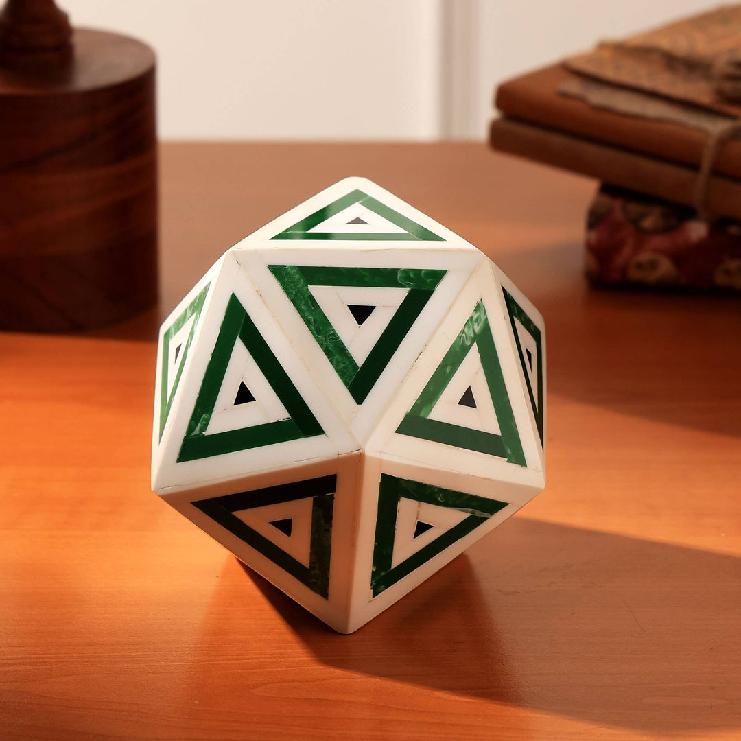 Diamond Decorative Orb Sculpture | Green & White