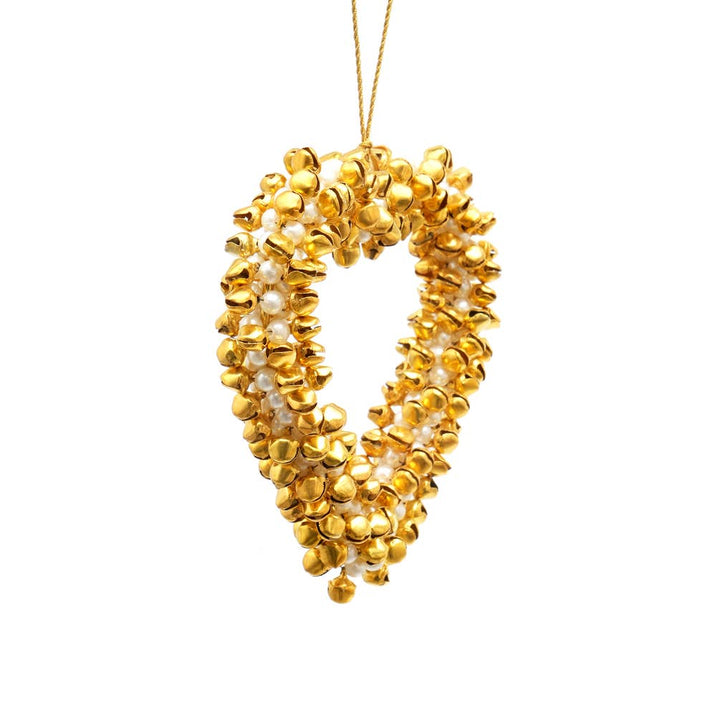 Pearl & Jingle Bell Heart Hanging Ornament