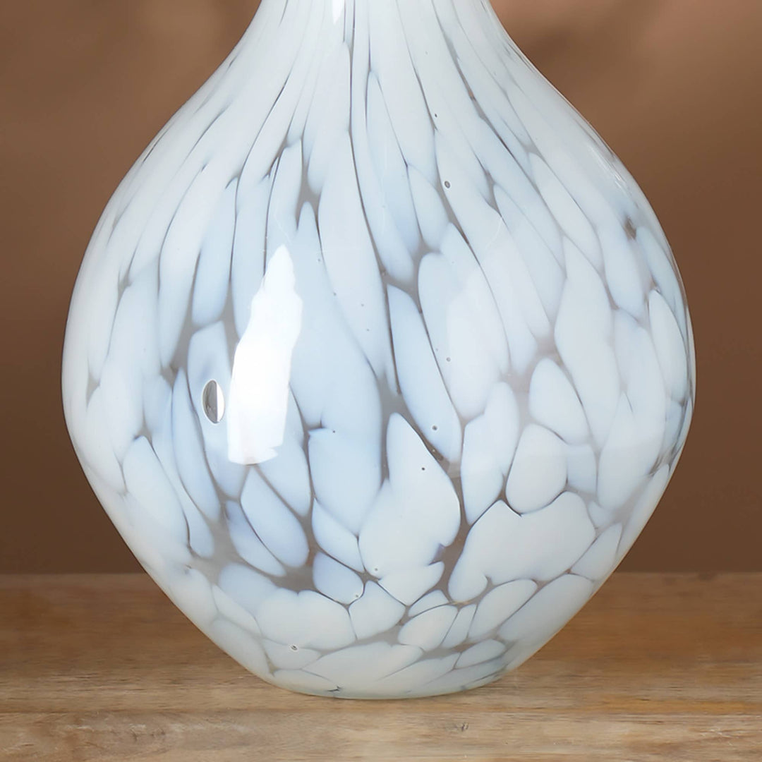 White Splutter Round Glass Vase - 13"