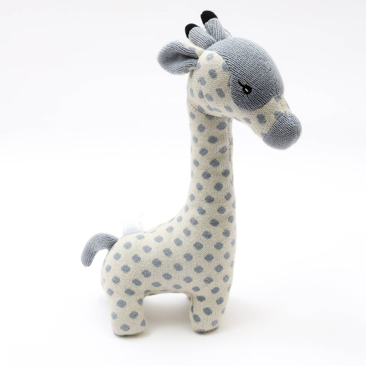 Cotton Knitted Stuffed Baby Giraffe Soft Toys (Baby Blue, Ivory)