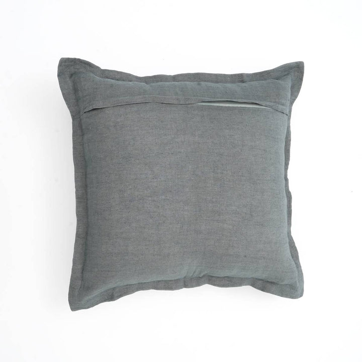 Linen Solid Cushion with Flanges (Grey)