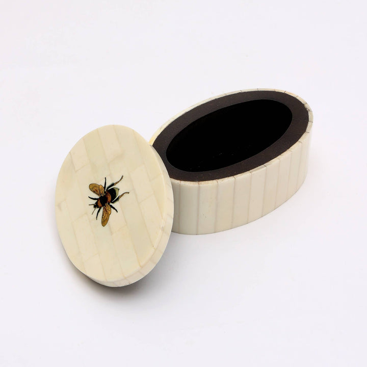 Decorative Storage Box with White Bone Material - 3.25"X5"X2"