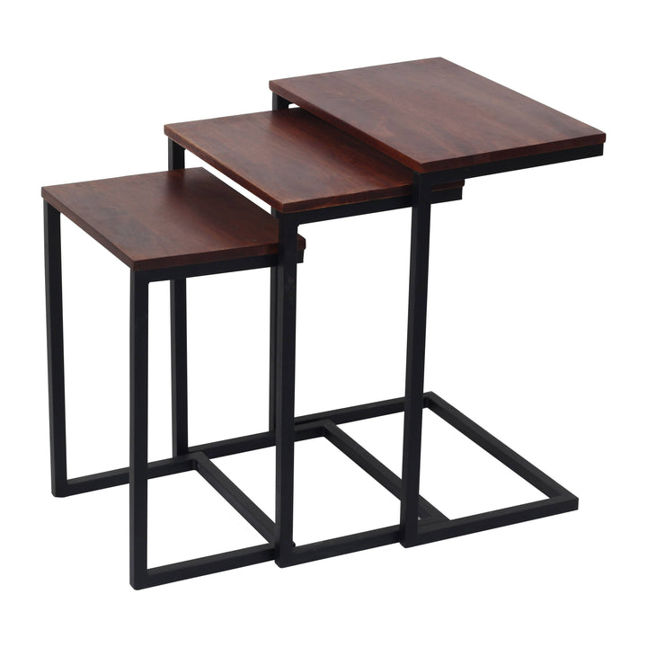 Nesting Table Set of 3 with Chest Nut Finish